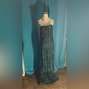 Fashion Nova Teal Sequin Maxi Dress